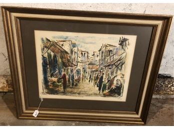 Framed Street Scene Pencil Signed And Numbered