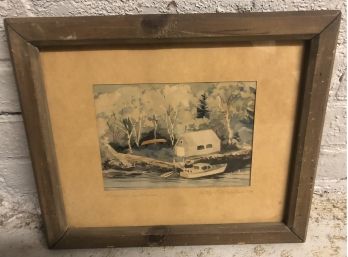 Small Framed Watercolor Pencil Signed Betty McIntosh