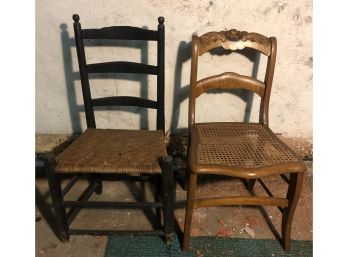 Two Wicker Seat Chairs