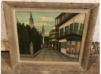 Framed Oil On Canvas Street Scene Signed S. Koch 45'