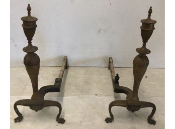 Pair Of Brass Andirons