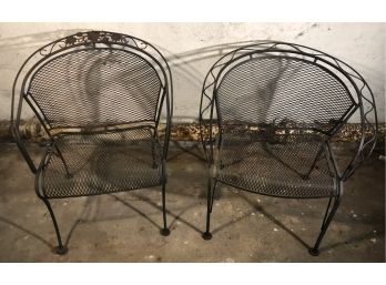 Two Outdoor Metal Mesh Chairs