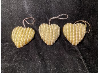 Pearl And Gold Tone Heart Ornaments