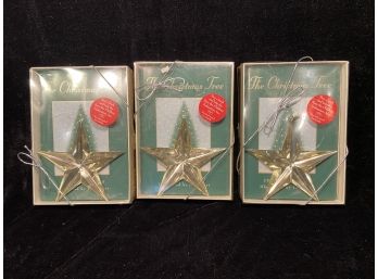 New In Package Three 'The Christmas Tree' Books Each With Fine Glass Star Ornament