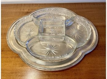 Five American Cut Glass Fitted Dishes On A Service Tray