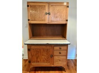 Antique Oak Hoosier Style Cabinet