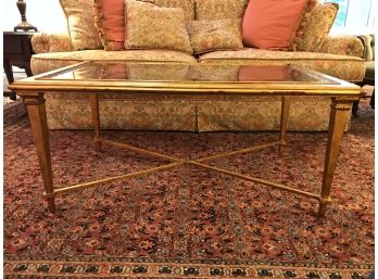 Beveled Glass Coffee Table With Distressed Gilt Finish