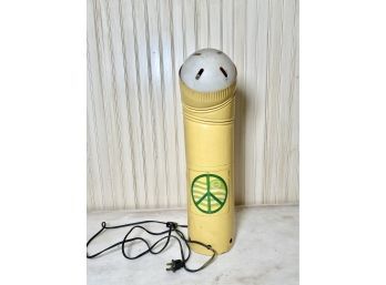 Vintage Tall Metal Table Lamp With Peace Sign