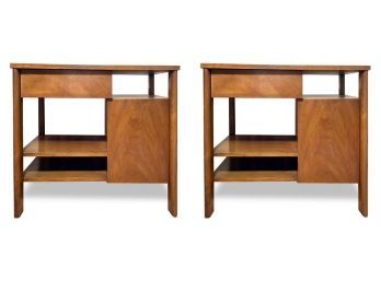 Pair Of Fabulous Walnut Night Stands Designed By Dale Ford For John Widdicomb