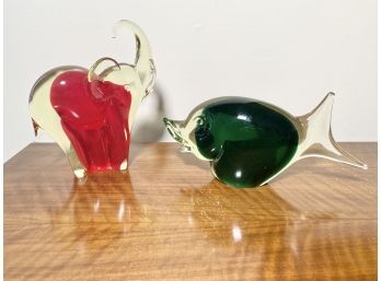 Pair Of Handblown Murano Sculptures