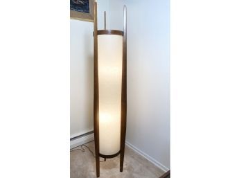 Vintage Original 1960's Danish Modern Sculptural Teak And Linen Floor Lamp