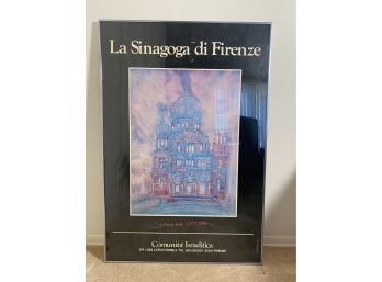 Vintage Framed La Sinagoga Di Firenze Art Poster