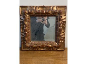 Lovely Vintage Carved Wood Wall Mirror. Gilt Wood Frame With Red Undertones