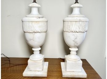 Vintage Mid Century Marble/alabaster Table  Lamps, Set Of 2