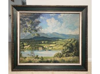 Oil On Canvas, Landscape With Mountain Views, Signed By Artist, 1946