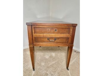 Vintage Cherry End Table On Casters