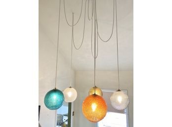 Fabulous 1960's, Mid Century Modern Chandelier With 5 Glass Globes