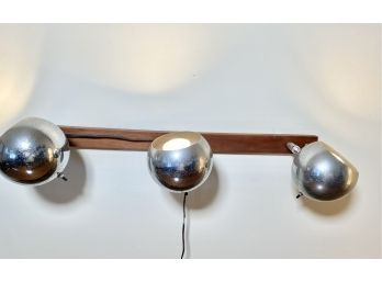 Mid Century Modern Walnut Back 3 Ball Wall Sconce, 1960's