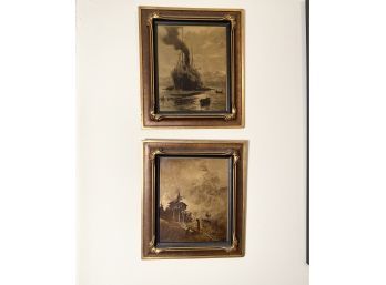 Pair Of Wood Framed Sepia Toned Prints From Schneider Art Galleries