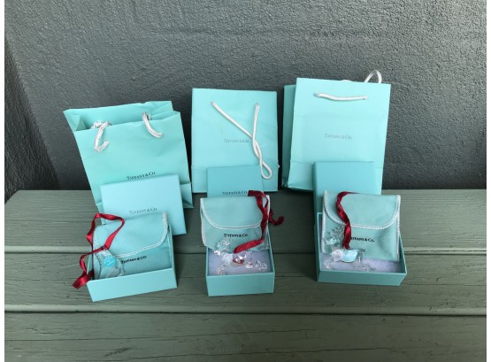 Three Tiffany Ornaments - Crystal ~ NEW IN BOXES