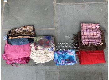 Ten Piece Scarf Lot With Hanger