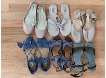 Size Pairs Of Women's Shoes, Blue And Beige - Sizes 6 And 6.5 - Read Description For Brands