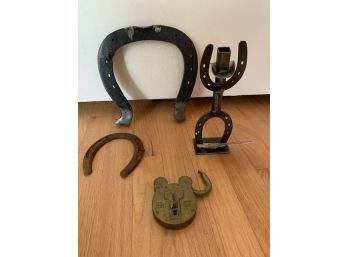 Clydsdale Horseshoe, Vintage Lock, Shawn Corder Cowboy Sculpture, And More