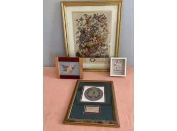 Four Framed Decorative Art Pieces, Including Confederate 30 Dollar Note