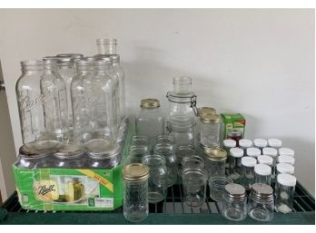 (A) Canning Jars And Spice Bottles