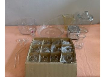 Glass Lot (A) With Box Of Place Card Holder And More