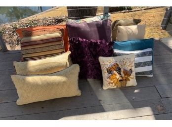 Lot (B) Of 13 Decorative Pillows, At Least One Is Feather Filled