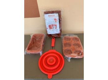 Kitchen Silicone: Baking Pans - New, And Strainer