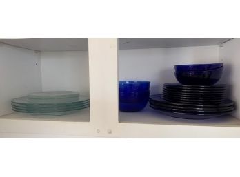 Glass Plates: Colorless And Blue Sets