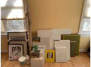 Art Supplies: Mostly Canvases, Some Frames, Sketch Pads, And More