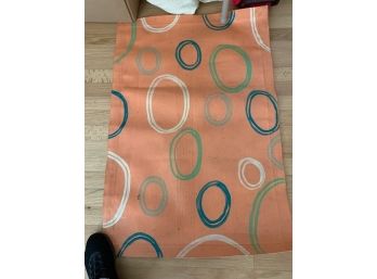 Hand Painted Floor Canvas - Peach Color With Ring Design 36' X 24'