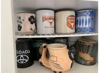 Lot Of Coffee Mugs, Including One Shaped Like A Scooter