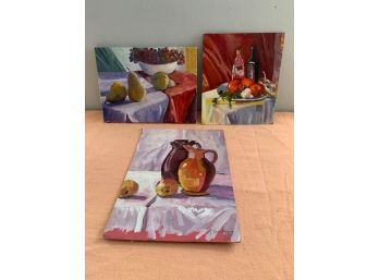 Lot Of 3 Unframed Still Life Artworks, Signed By Artist Robert Smithers