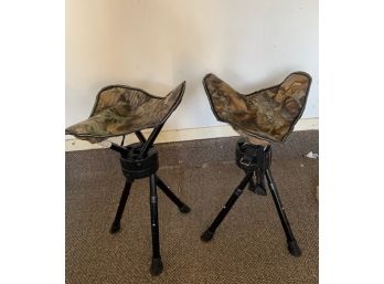 Two Portable Camping Or Hunting Stools By Variety, With Carry Cases