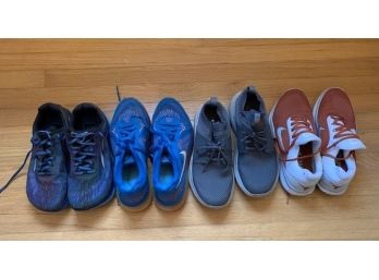 (A) Four Pairs Of Men's Sneakers: Nike, Skechers, Texas Longhorns - Size 8.5