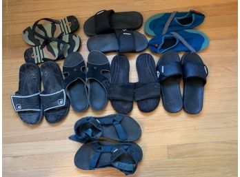 (C) 8 Pairs Of Men's Sandals, Flip Flops, Etc.