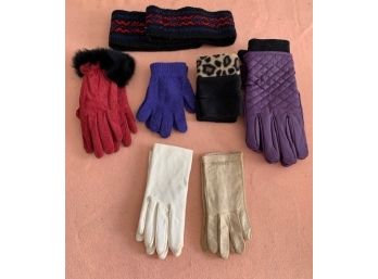 Six Pairs Of Gloves And Two Winter Headbands