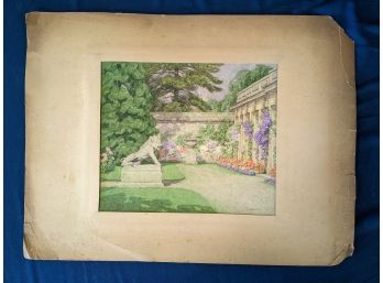 F Drummond Signed Watercolor Painting 'The Botanic Gardens At Oxford'