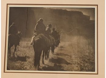 *As Is* Edward Curtis 'The Vanishing Race' Large Antique Navaho Native Photograph (Photogravure?) Blind Stamp