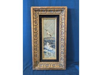 Small Morris Katz 1982 Impasto Seagull Painting In Heavily Carved Frame