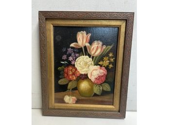 American Still Life Painting Signed Steiner LR Oil On Canvas 8x10 .