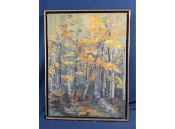 Impasto Yellow Birches Oil On Canvas Painting