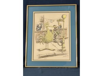 Art Dudley Pencil Signed And Numbered Hand Colored Sesame Street Lithograph