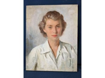 Listed Artist Gordon Stevenson (1892 - 1982) Signed And Dated (1942) Oil On Canvas Portrait Painting