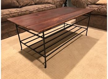 Wooden Coffee Table With Metal Legs