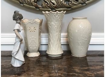 Three Lenox Vases And Nao Figurine